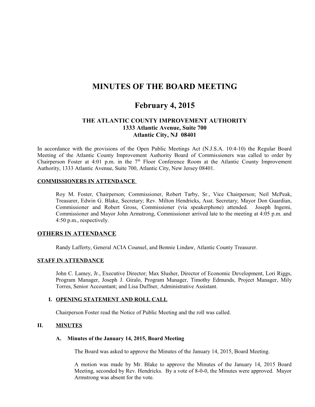 Minutes of the Board Meeting