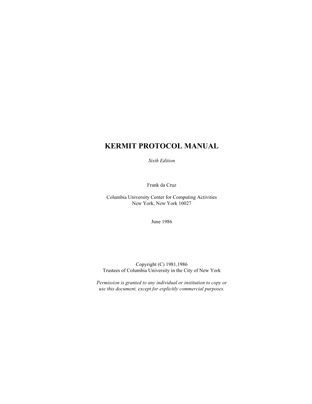 Kermit Protocol Manual