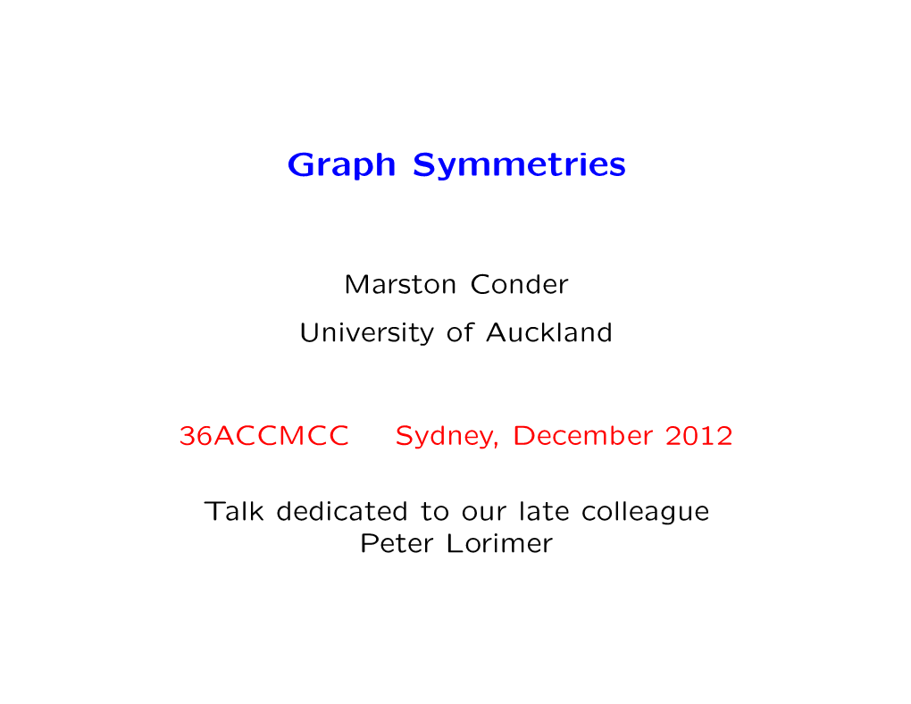 Graph Symmetries