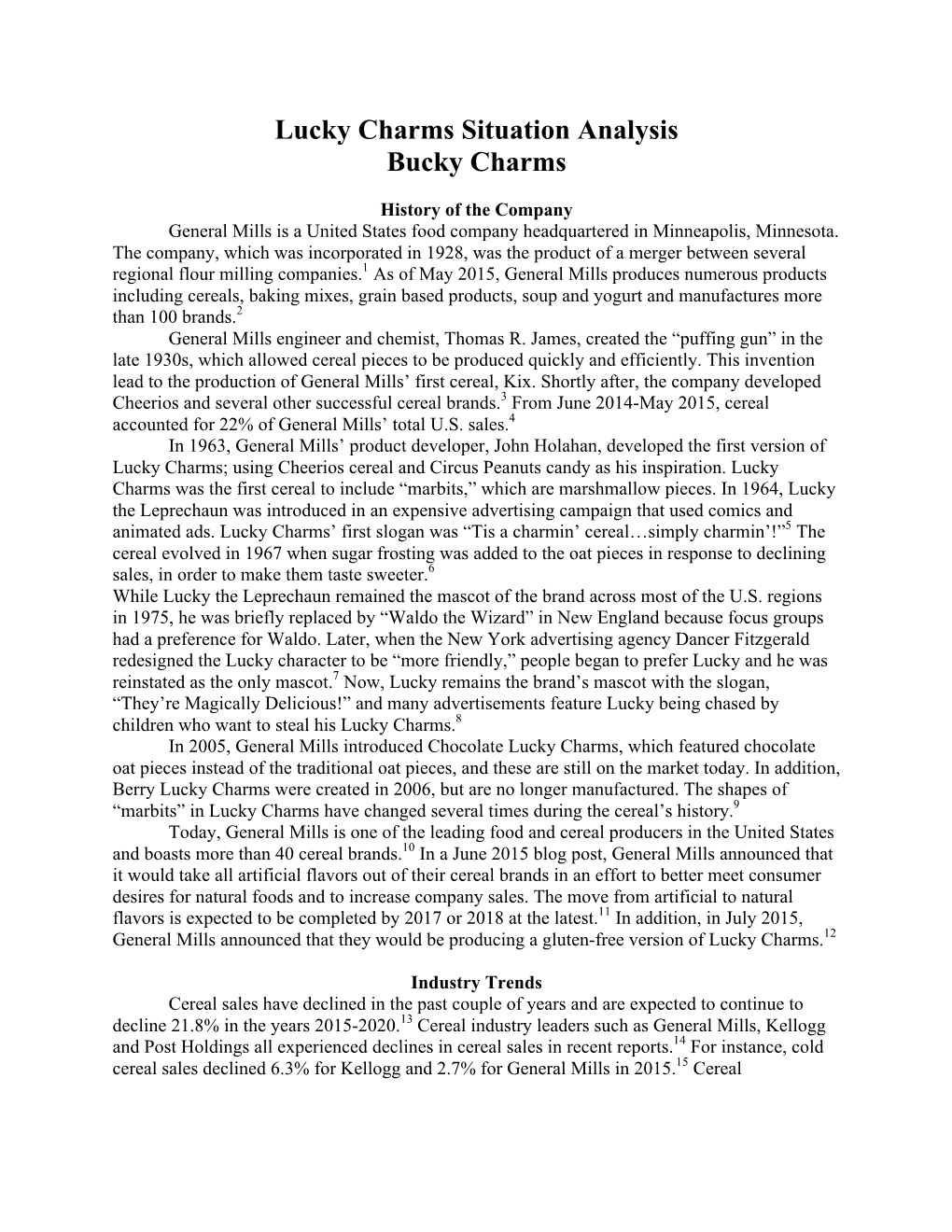 Lucky Charms Situation Analysis Bucky Charms