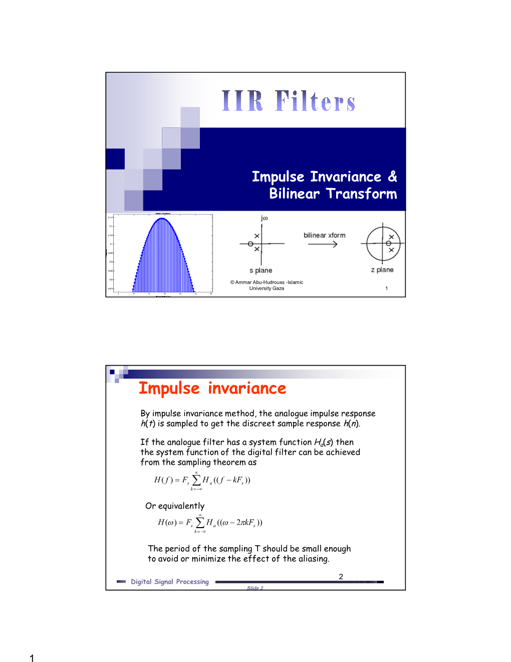 Impulse Invariance & Bilinear Transform