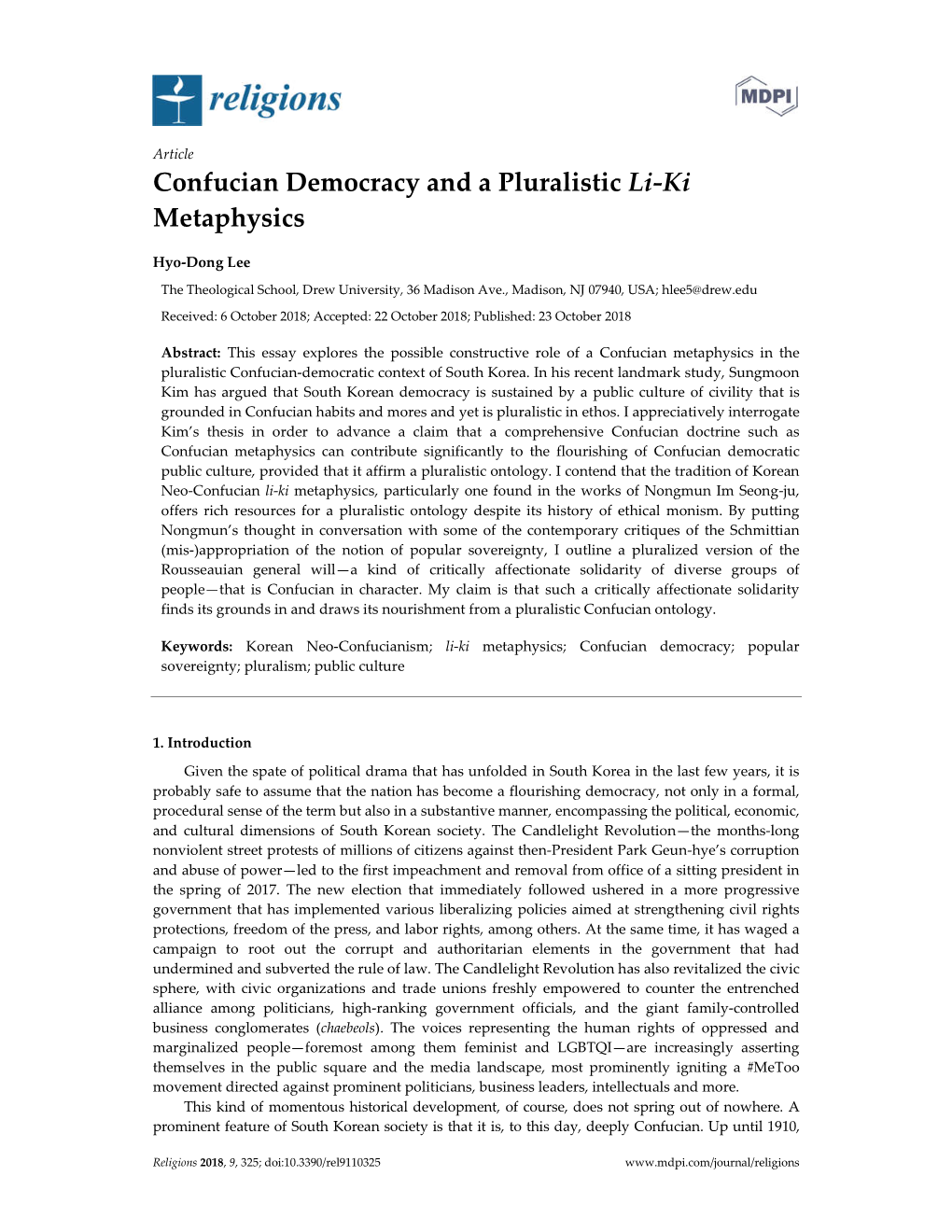 Confucian Democracy and a Pluralistic Li-Ki Metaphysics