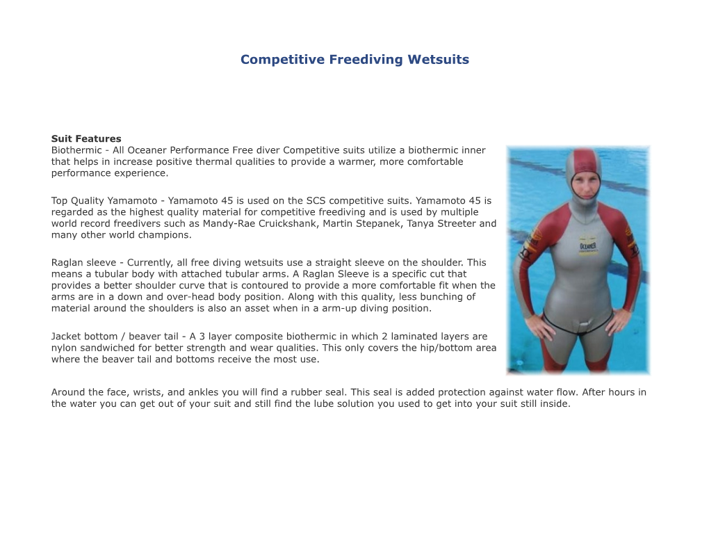 Competitive Freediving Wetsuits