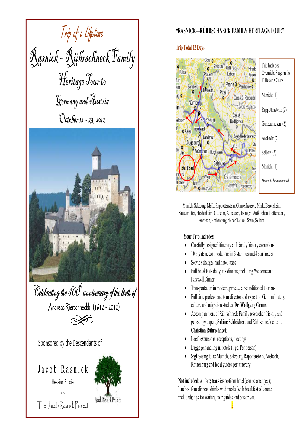 Rasnick – Rührschneck Family Trip Includes Overnight Stays in the Following Cities: Heritage Tour to Munich: (1)