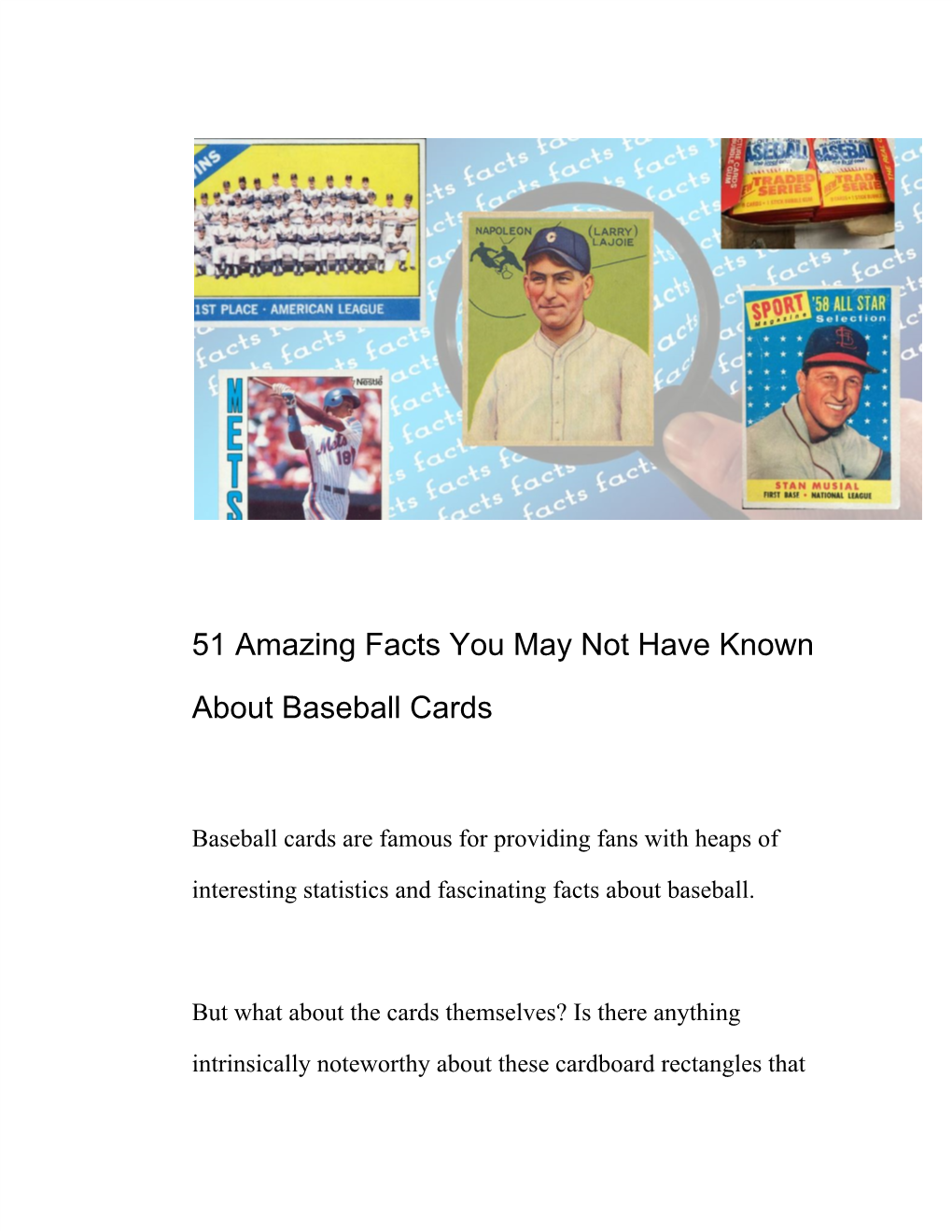 51 Amazing Facts You May Not Have Known About Baseball Cards