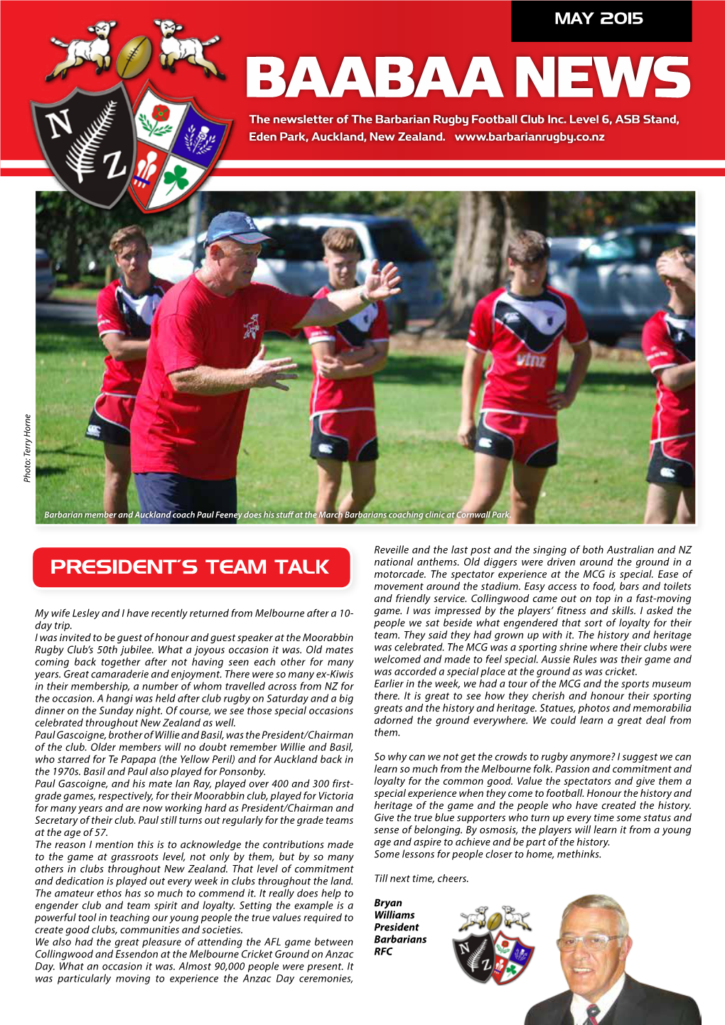 BAABAA NEWS the Newsletter of the Barbarian Rugby Football Club Inc