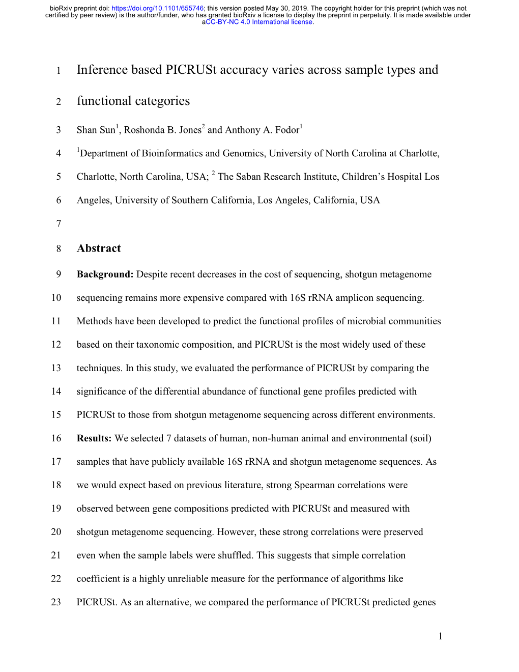 Inference Based Picrust Accuracy Varies Across Sample Types And