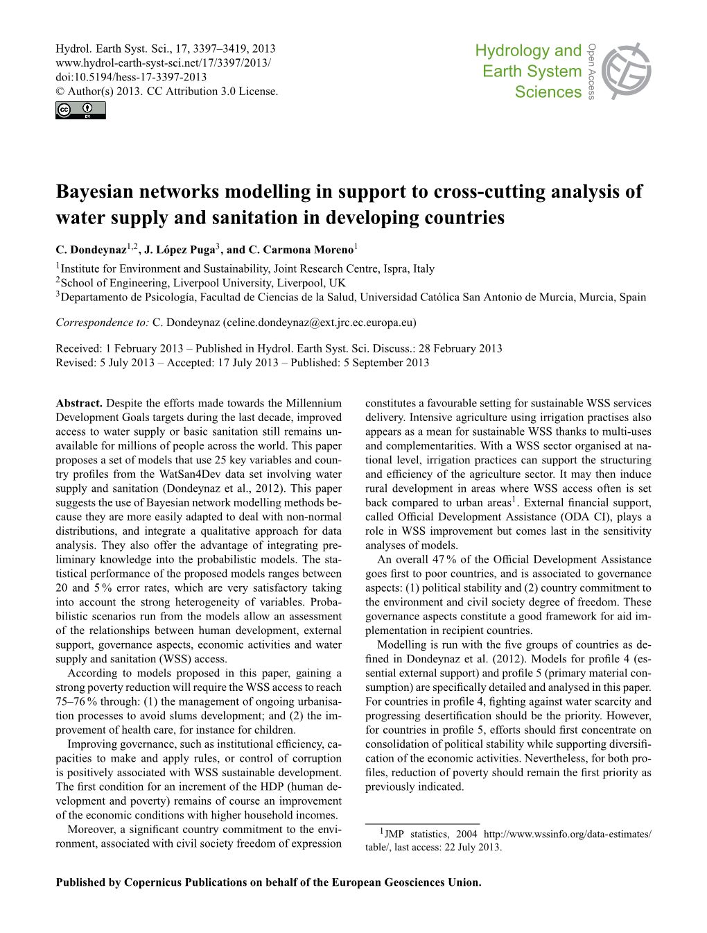 Bayesian Networks Modelling in Support to Cross-Cutting Analysis Of