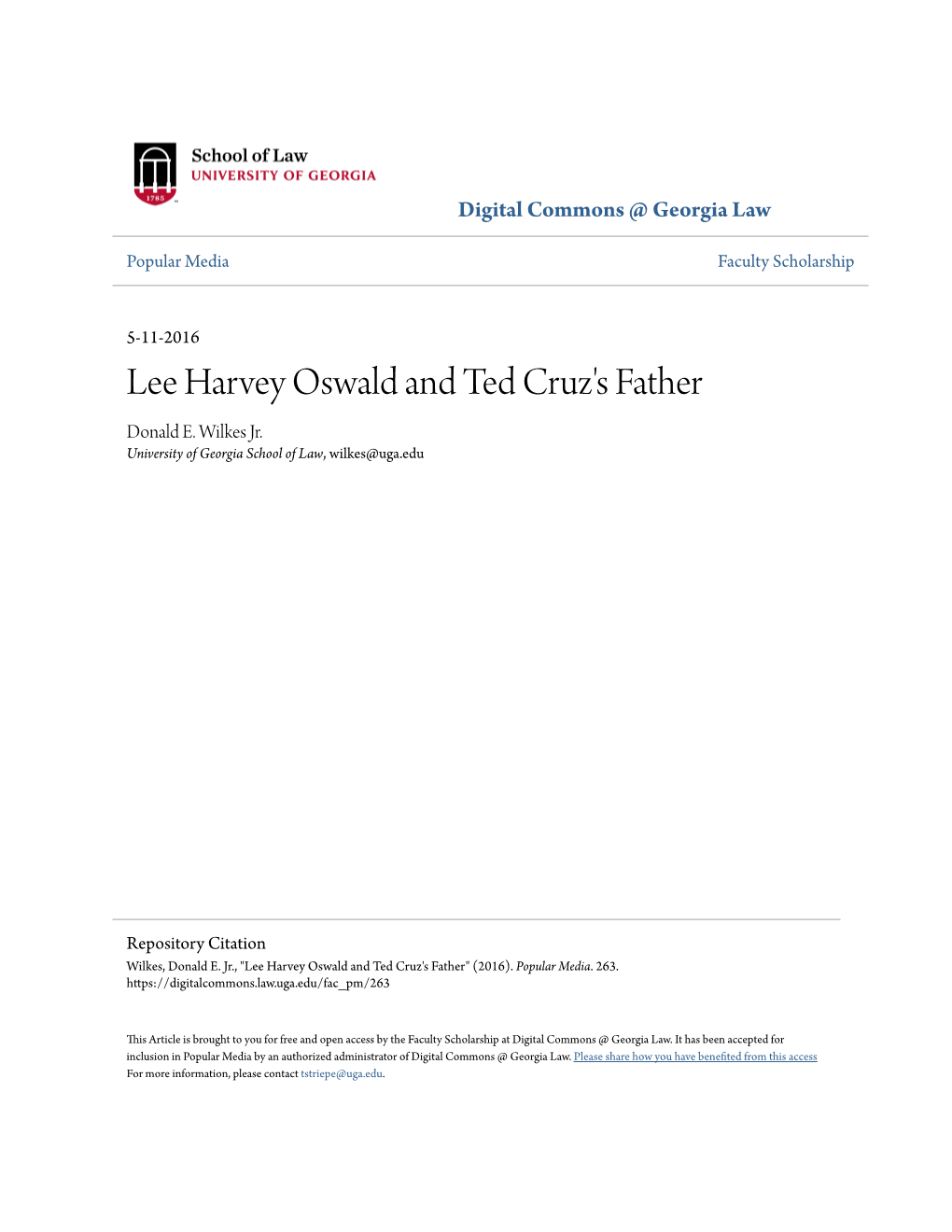 Lee Harvey Oswald and Ted Cruz's Father Donald E