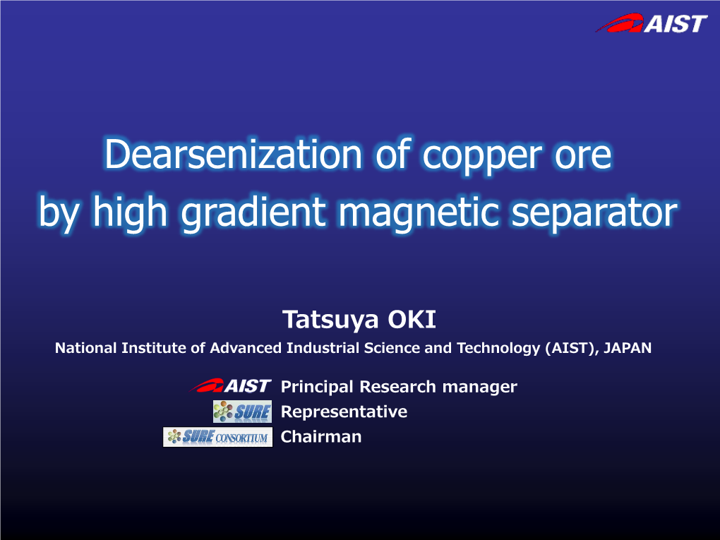 Dearsenization of Copper Ore by High Gradient Magnetic Separator