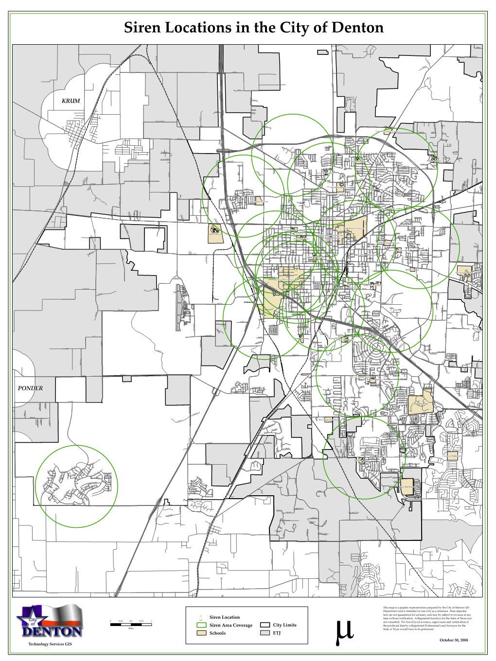 Siren Locations in the City of Denton