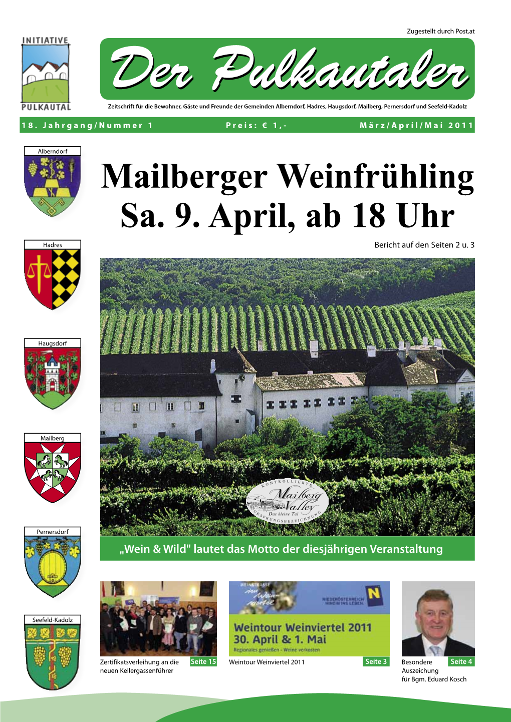 Mailberger Weinfrühling Sa. 9. April, Ab 18 Uhr Hadres Bericht Auf Den Seiten 2 U