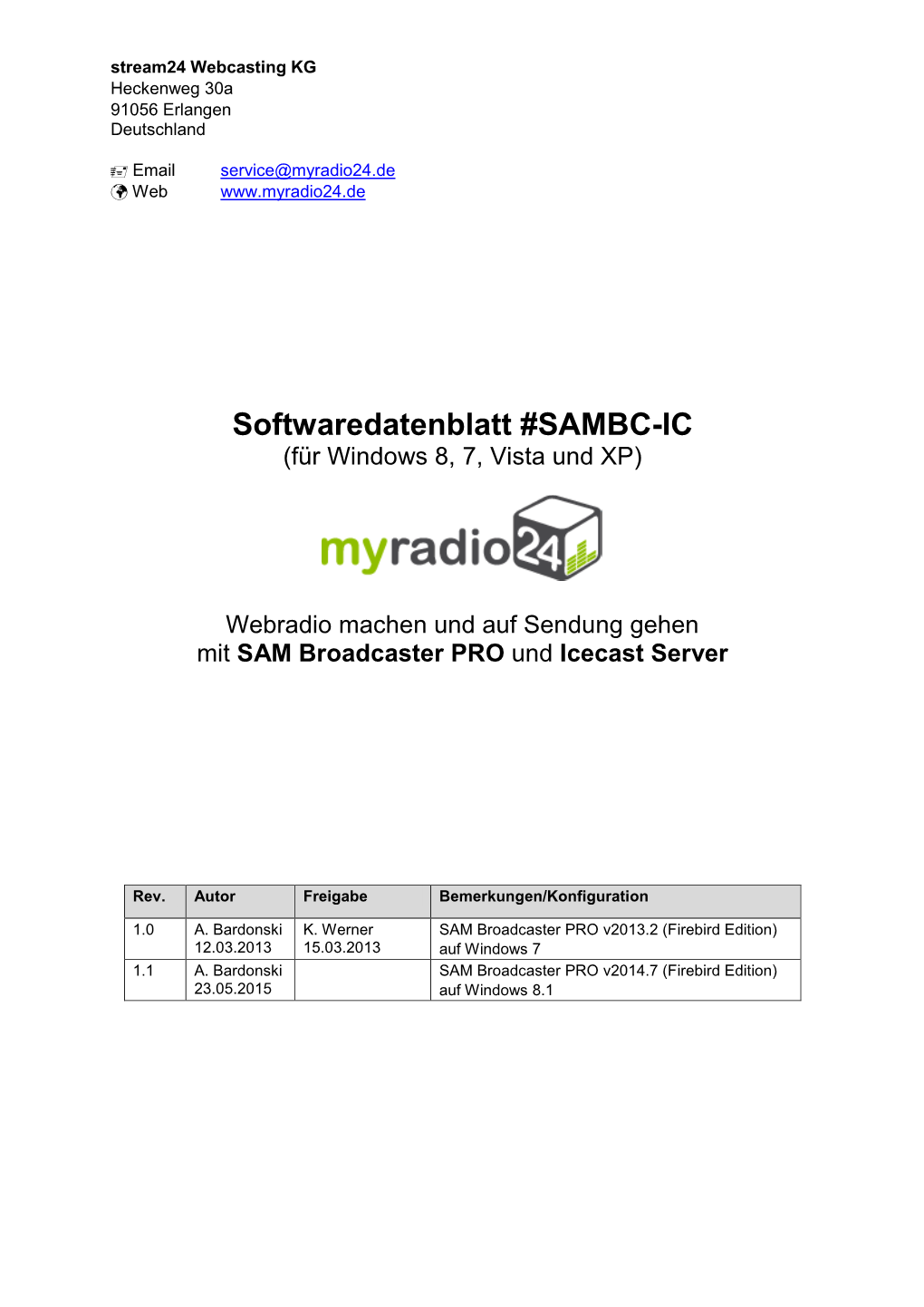 Softwaredatenblatt #SAMBC-IC (Für Windows 8, 7, Vista Und XP)