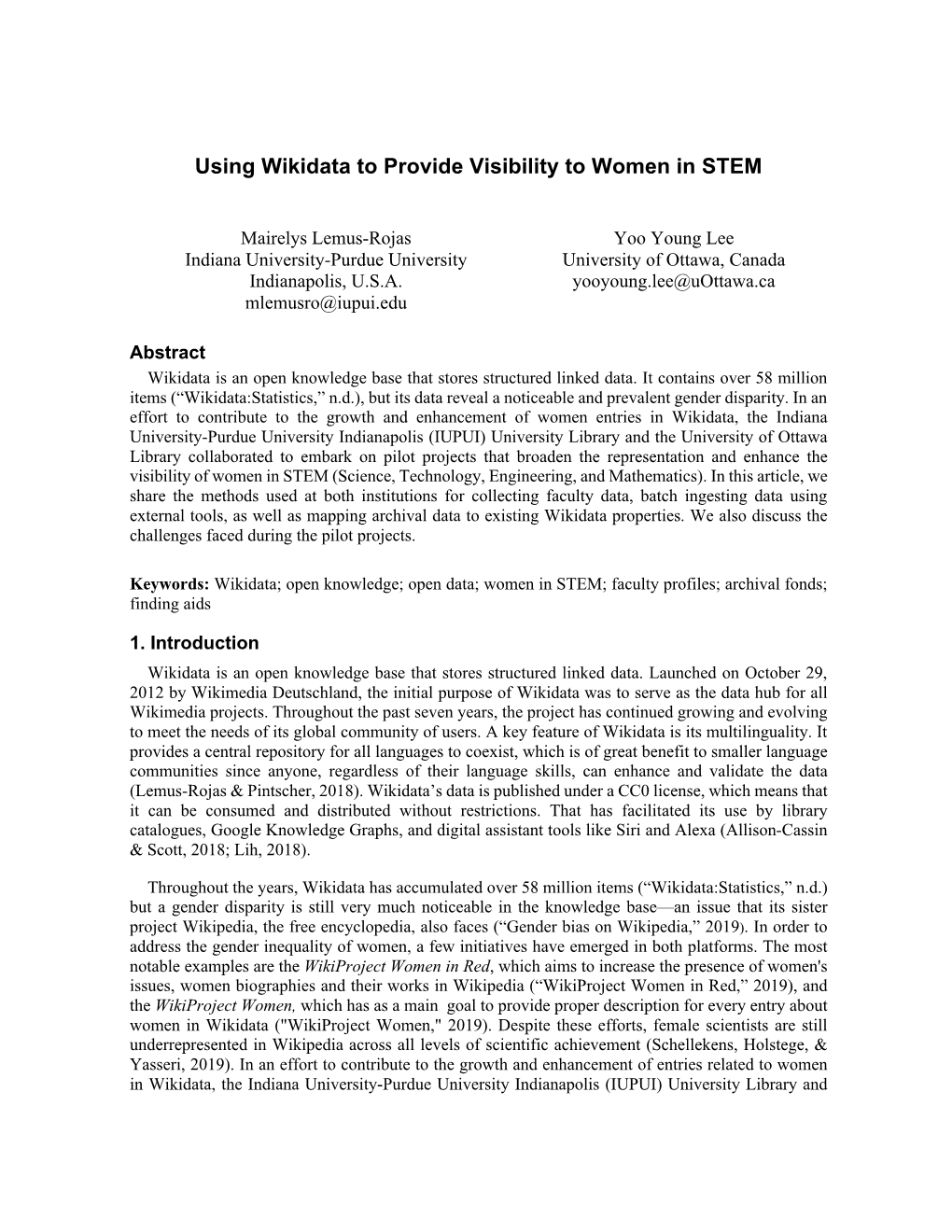 Using Wikidata to Provide Visibility to Women in STEM