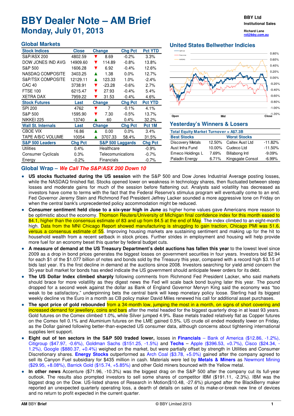 BBY Dealer Note – AM Brief Institutional Sales