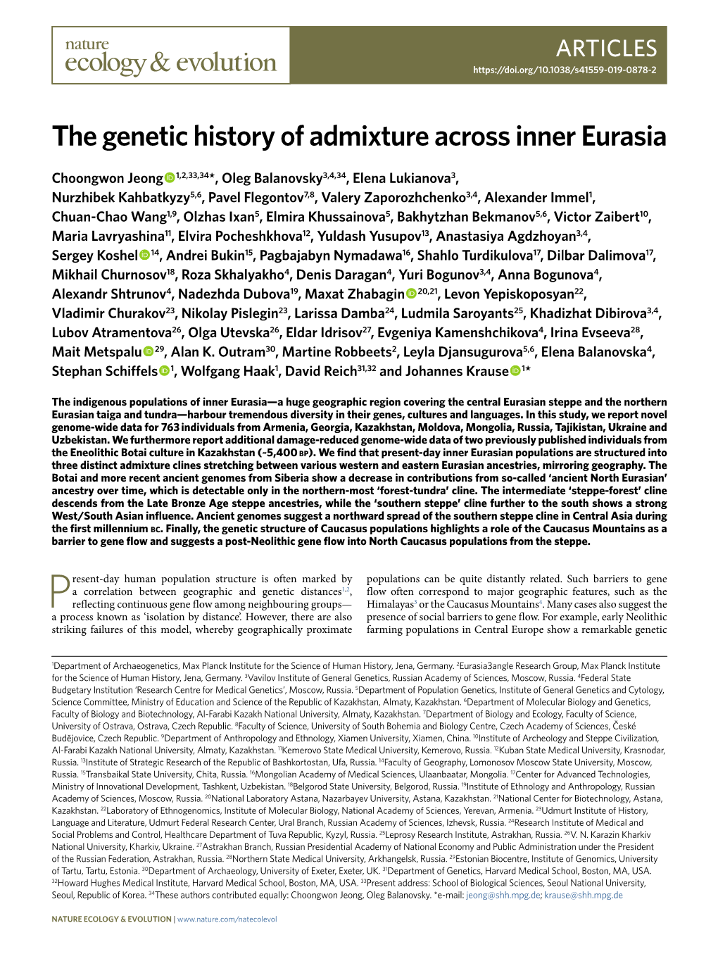 The Genetic History of Admixture Across Inner Eurasia