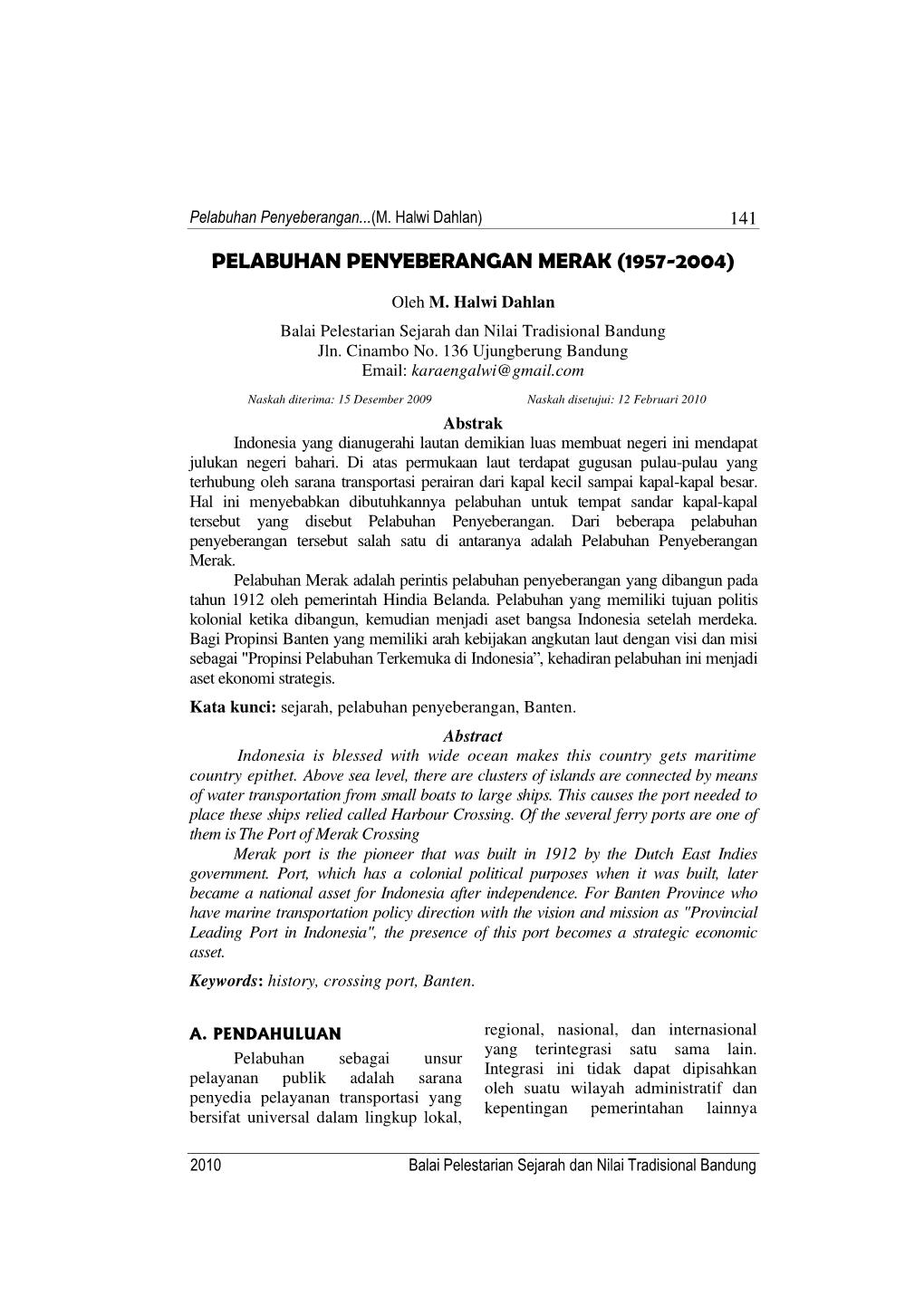 Pelabuhan Penyeberangan Merak (1957-2004)