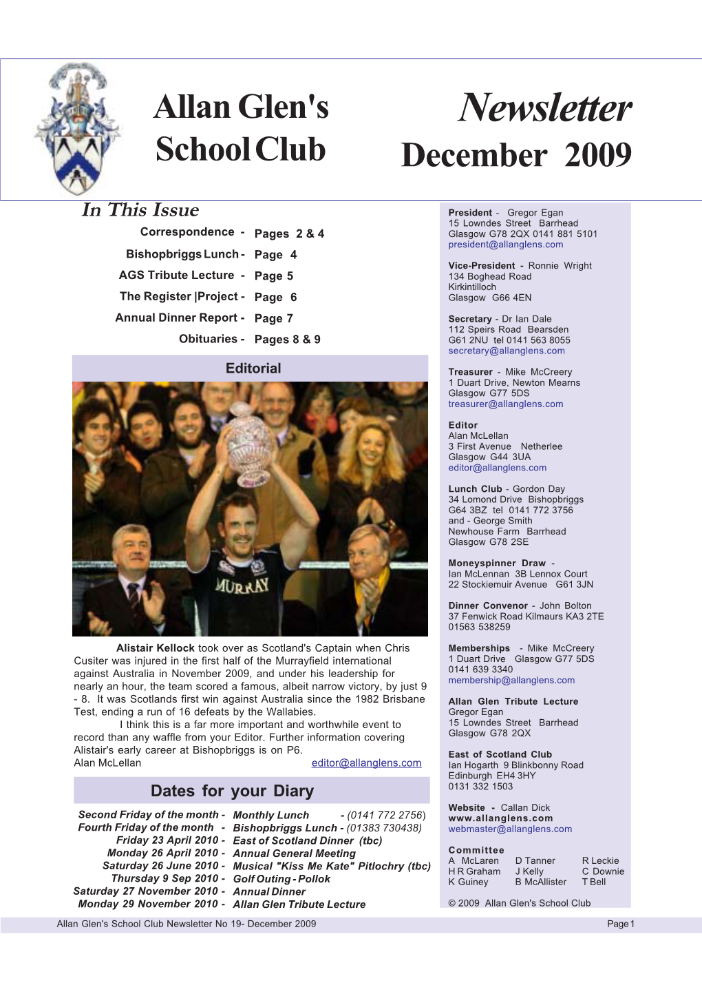 Newsletter School Club December 2009