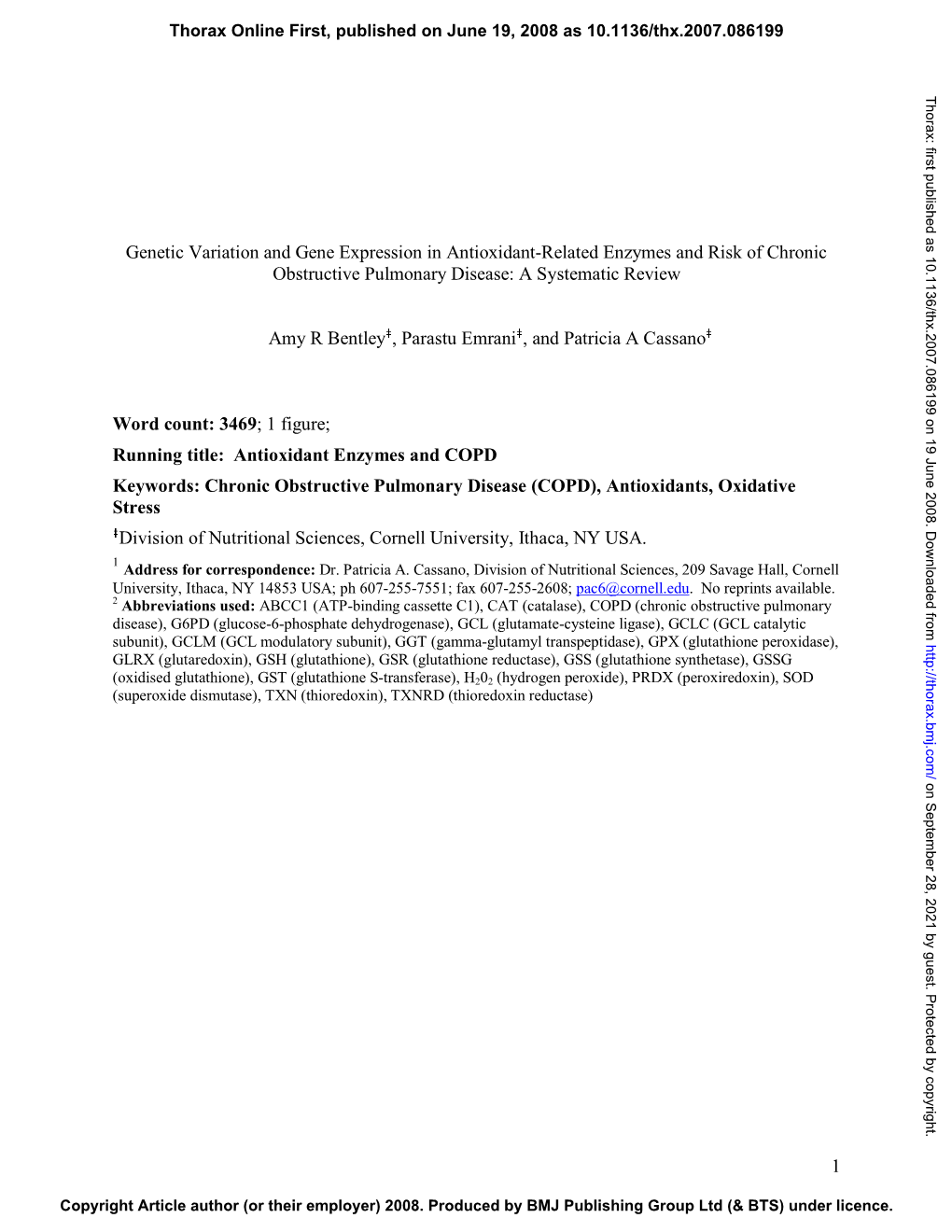 1 Genetic Variation and Gene Expression in Antioxidant-Related