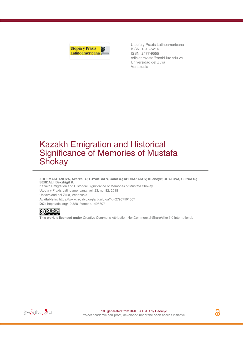 Kazakh Emigration and Historical Significance of Memories of Mustafa Shokay