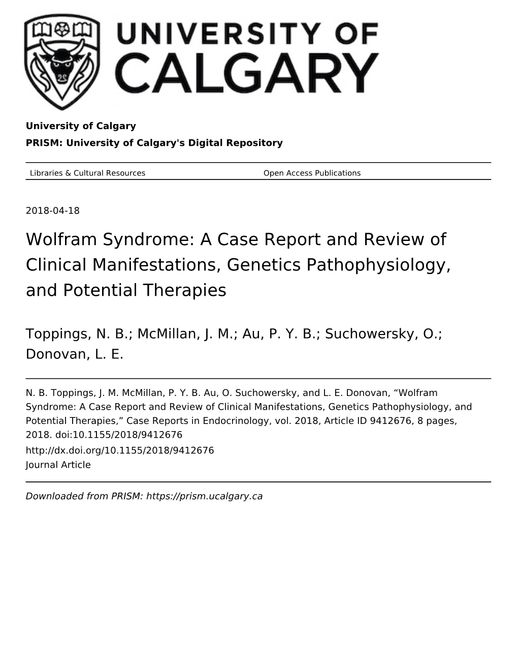 Wolfram Syndrome: a Case Report and Review of Clinical Manifestations, Genetics Pathophysiology, and Potential Therapies