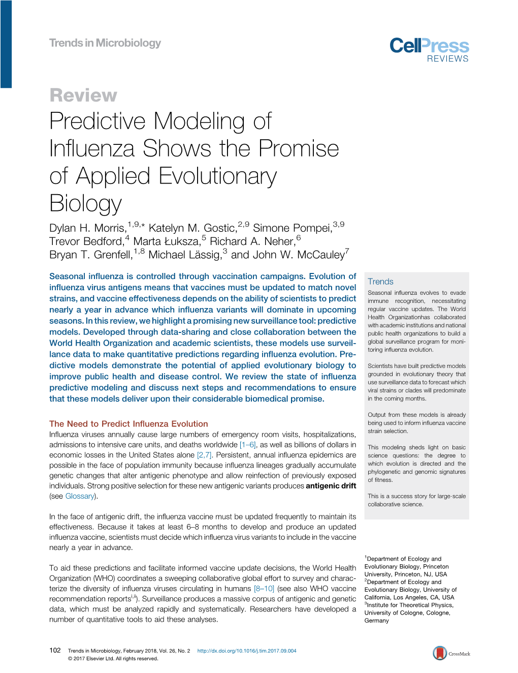 Predictive Modeling of Influenza Shows the Promise Of