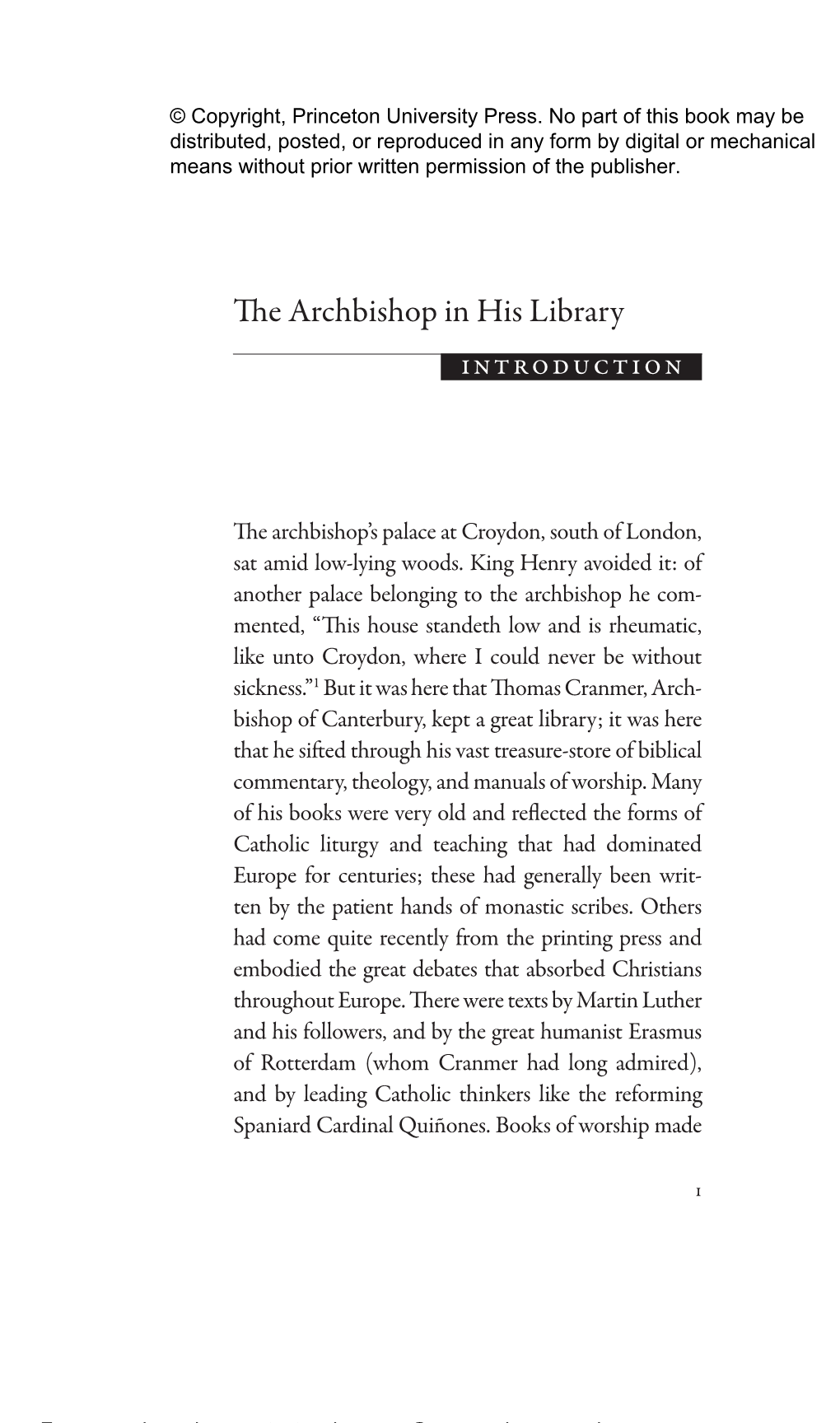 The Archbishop in His Library Introduction