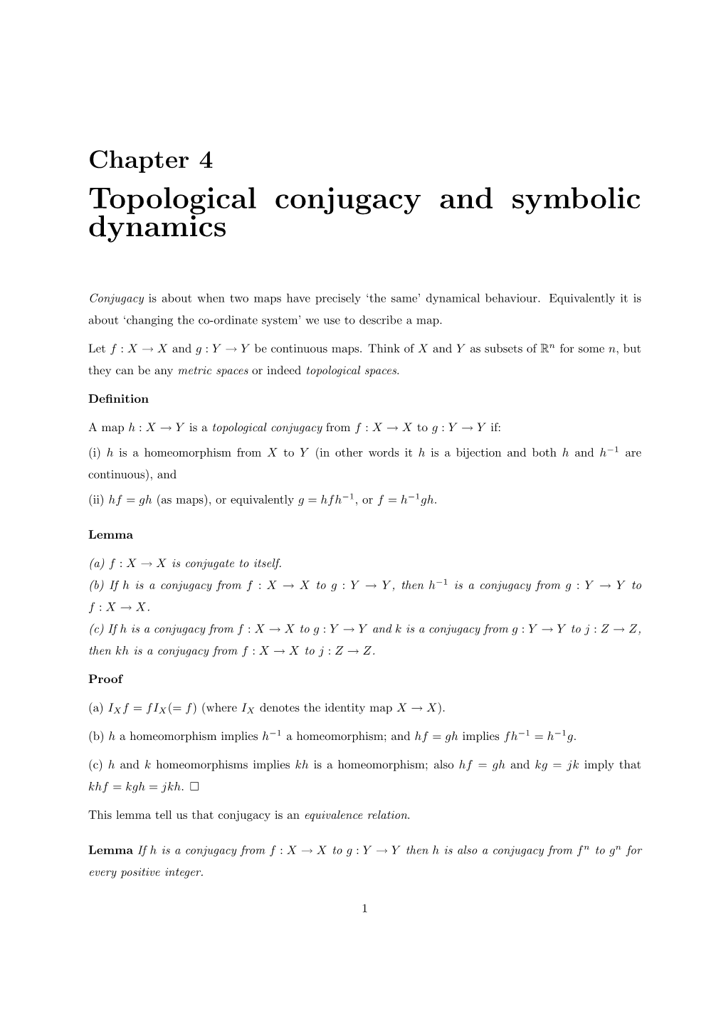 Chapter 4 Topological Conjugacy and Symbolic Dynamics