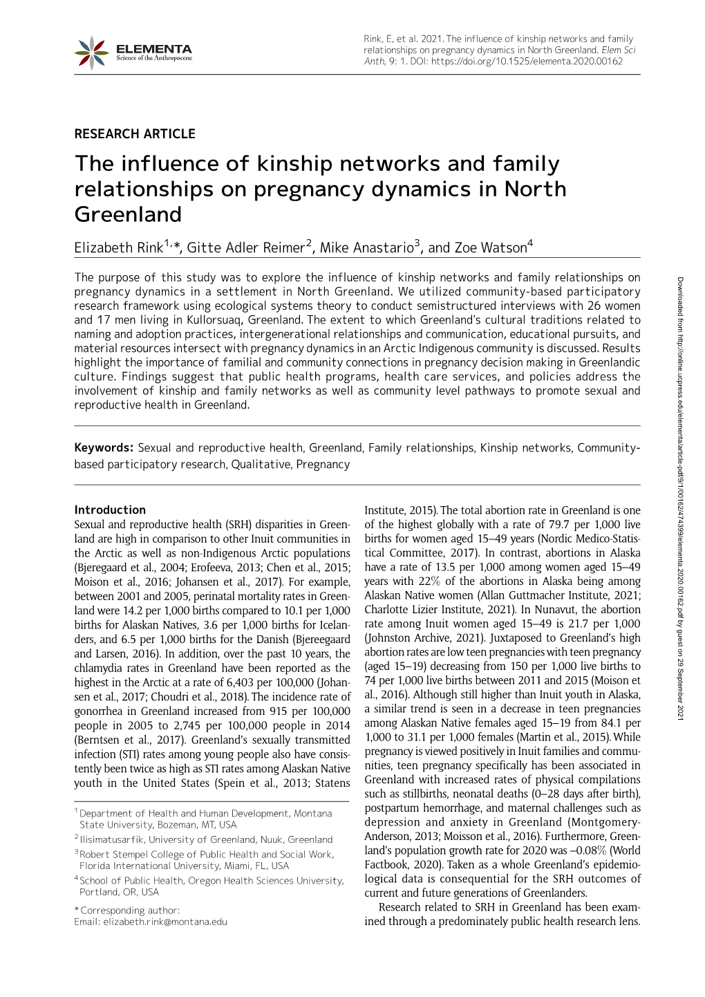 The Influence of Kinship Networks and Family Relationships on Pregnancy Dynamics in North Greenland