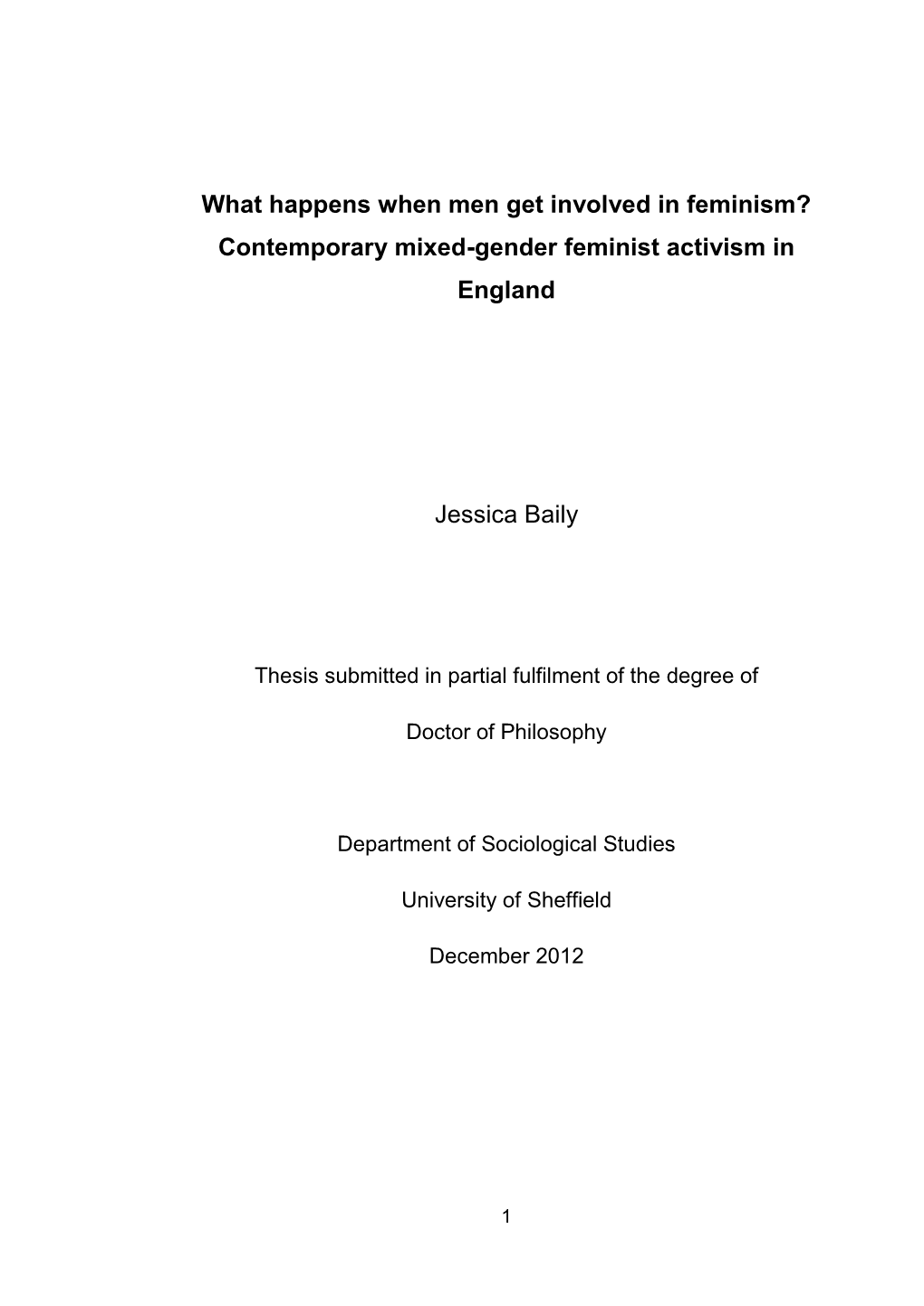 What Happens When Men Get Involved in Feminism? Contemporary Mixed-Gender Feminist Activism in England