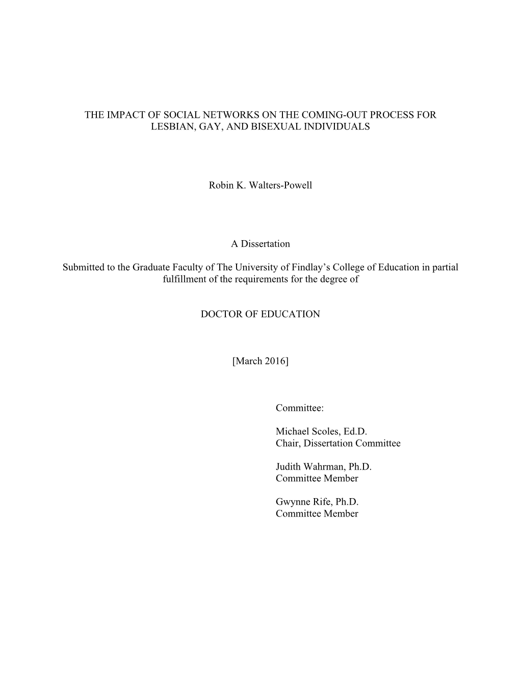 The Impact of Social Networks on the Coming-Out Process for Lesbian, Gay, and Bisexual Individuals