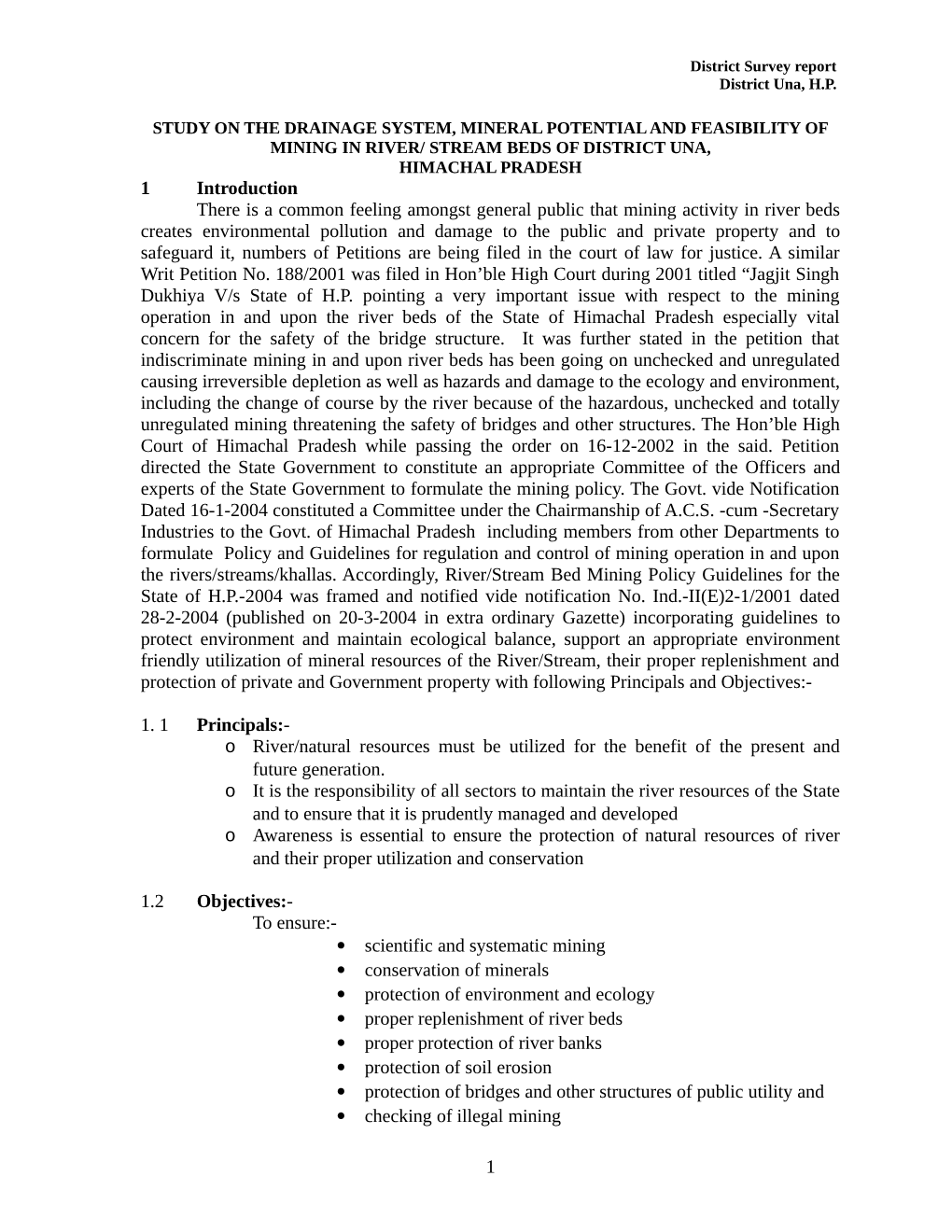 District Survey Report District Una, HP