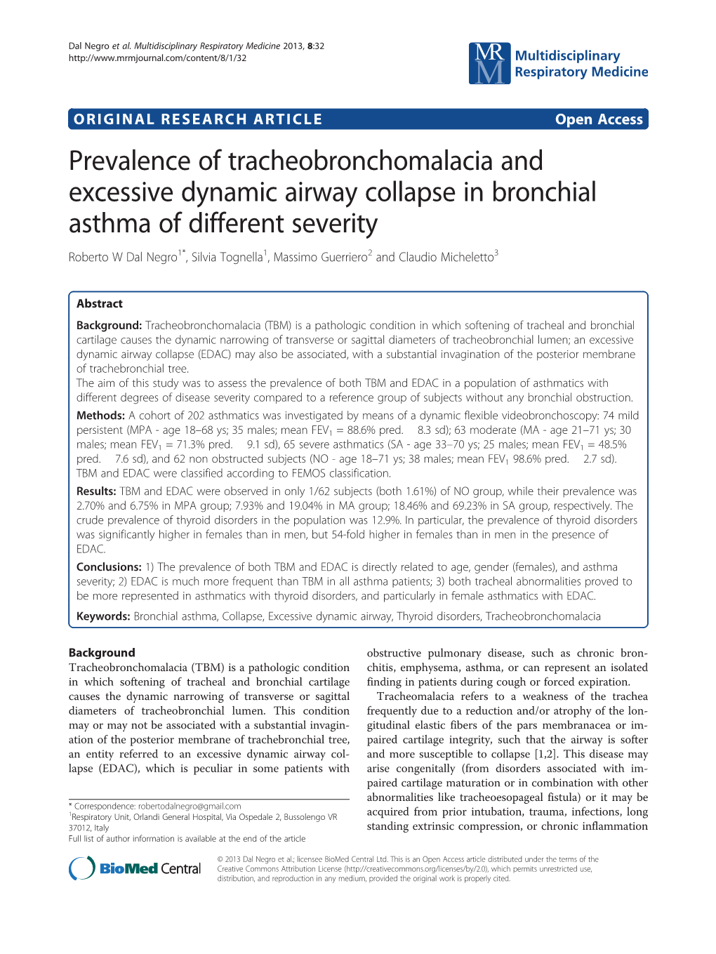 Prevalence of Tracheobronchomalacia and Excessive Dynamic Airway