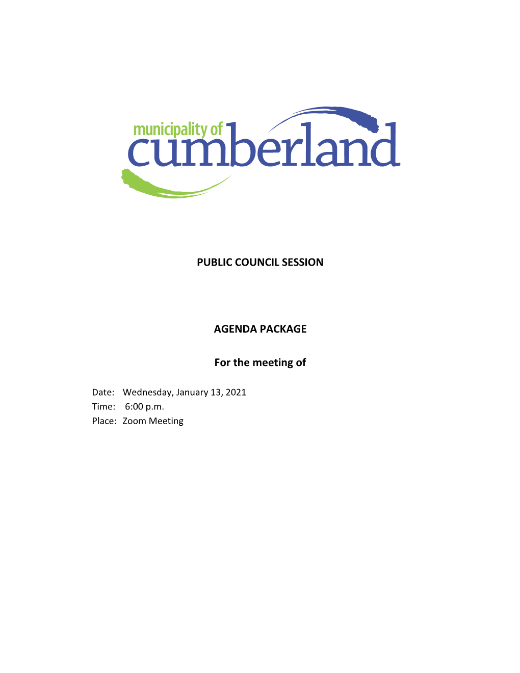 PUBLIC COUNCIL SESSION AGENDA PACKAGE for the Meeting Of