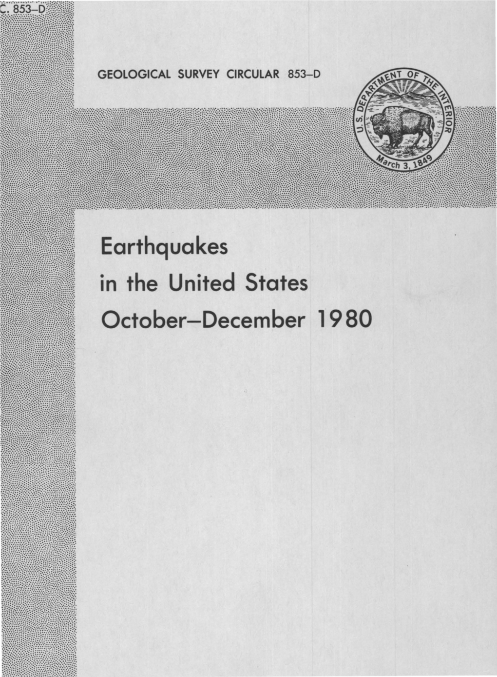 Earthquakes in the United States October-December 19 80 )