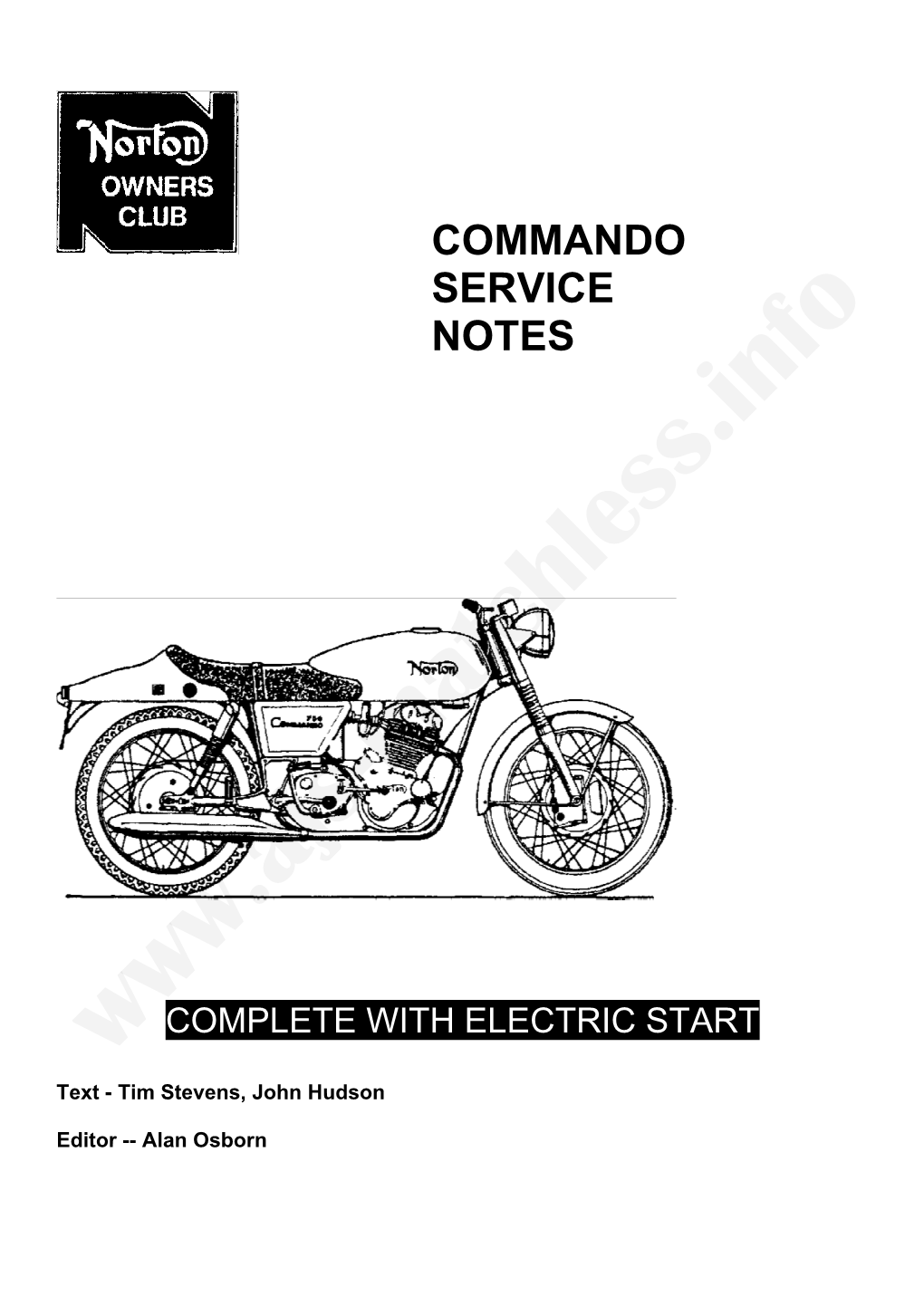 Norton Commando 750Cc Service Notes