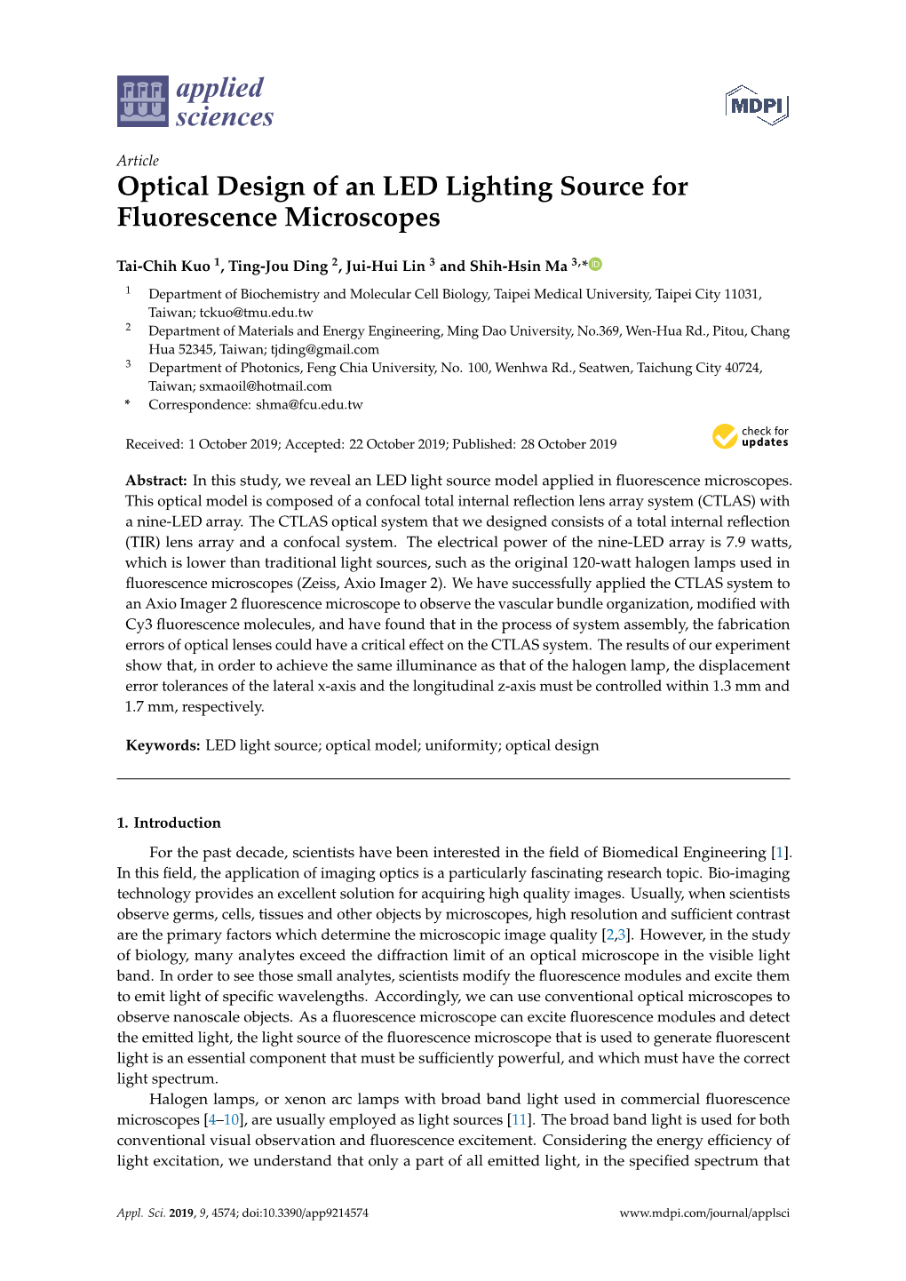 Optical Design of an LED Lighting Source for Fluorescence Microscopes