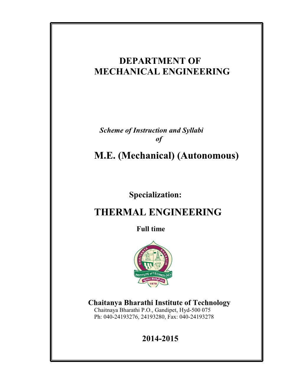 M.E. (Mechanical) (Autonomous) THERMAL ENGINEERING