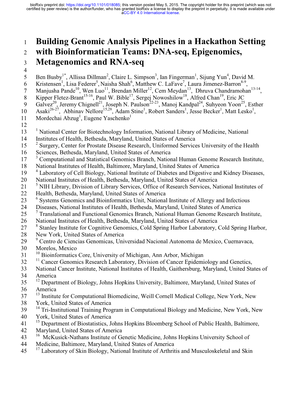DNA-Seq, Epigenomics, Metagenomics and RNA-Seq Subfields of Genomics