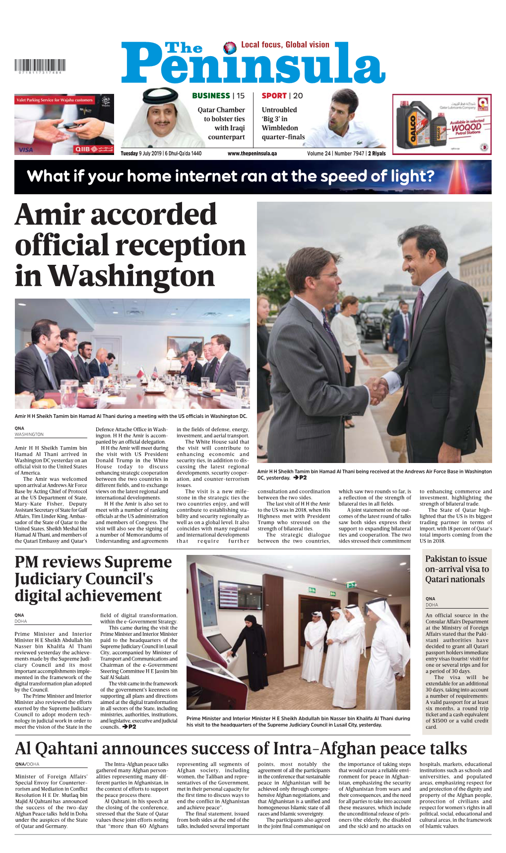 Amir Accorded Official Reception in Washington