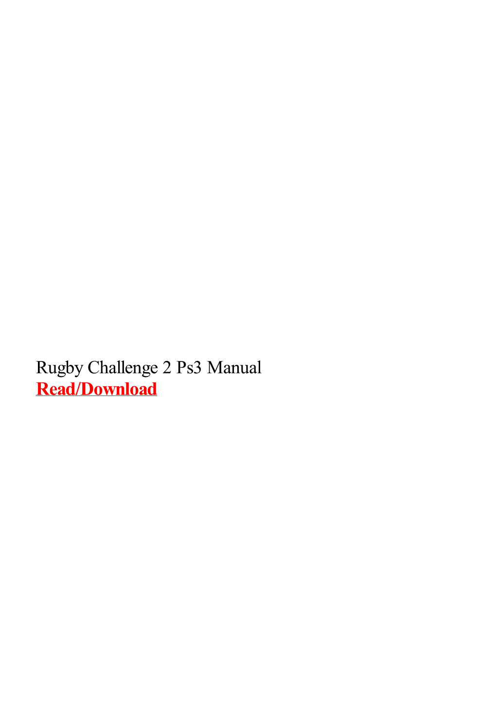 Rugby Challenge 2 Ps3 Manual