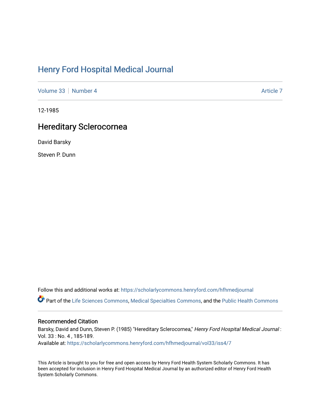 Hereditary Sclerocornea