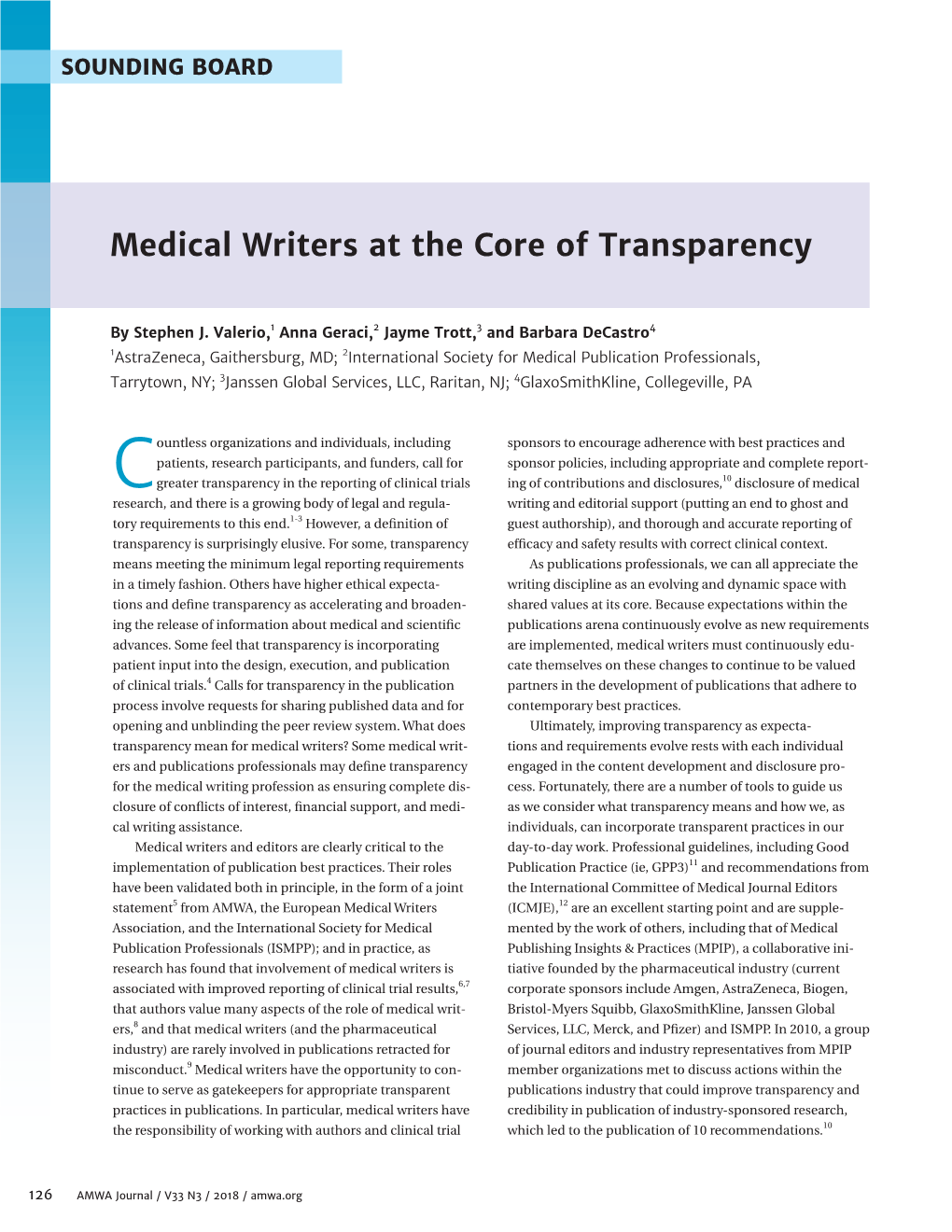 Medical Writers at the Core of Transparency