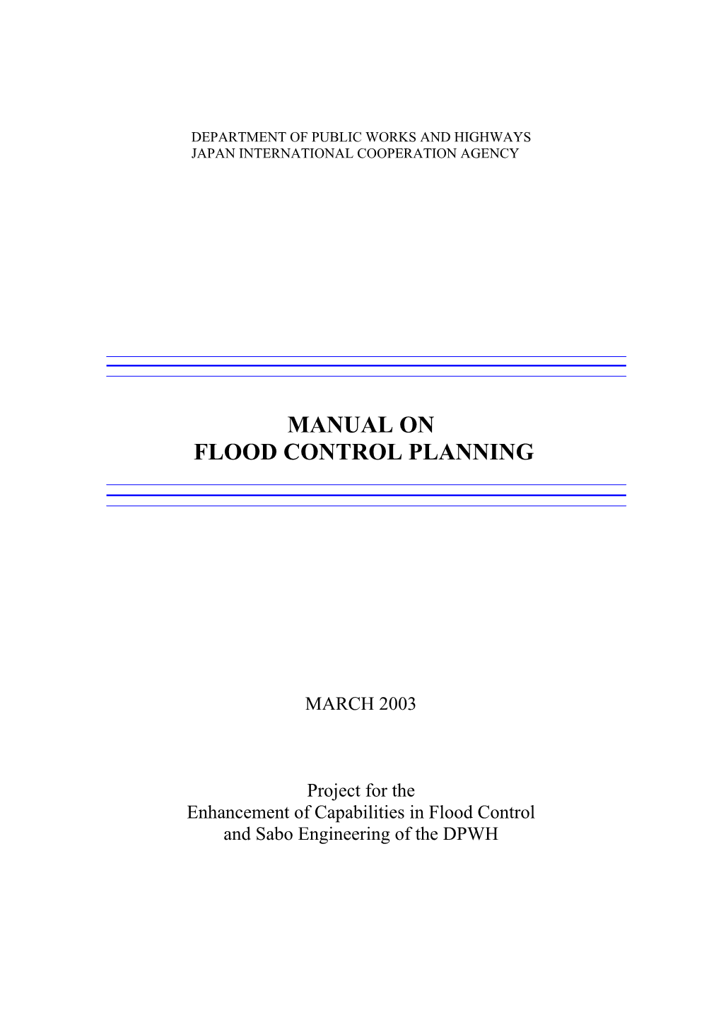 Manual on Flood Control Planning
