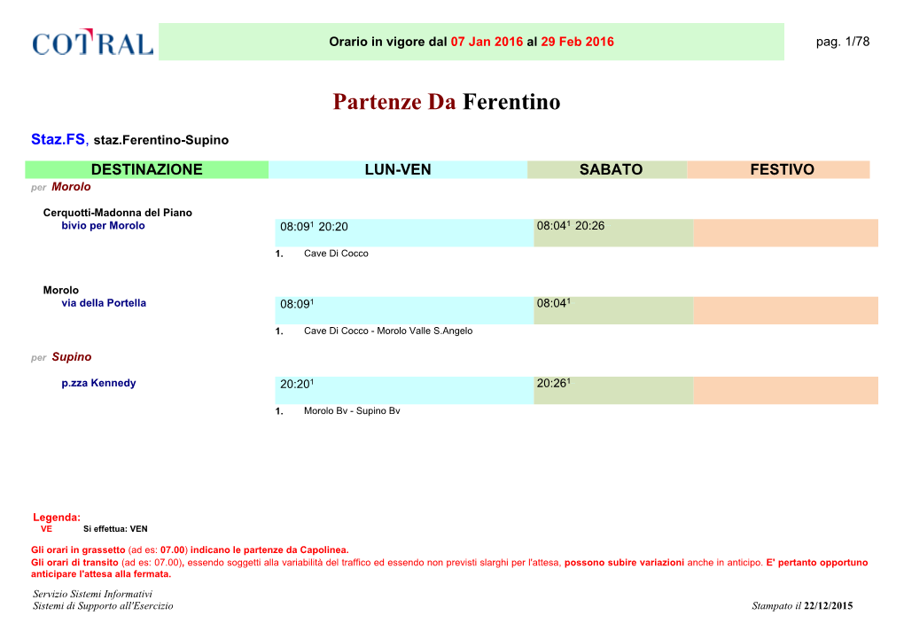 Partenze Da Ferentino