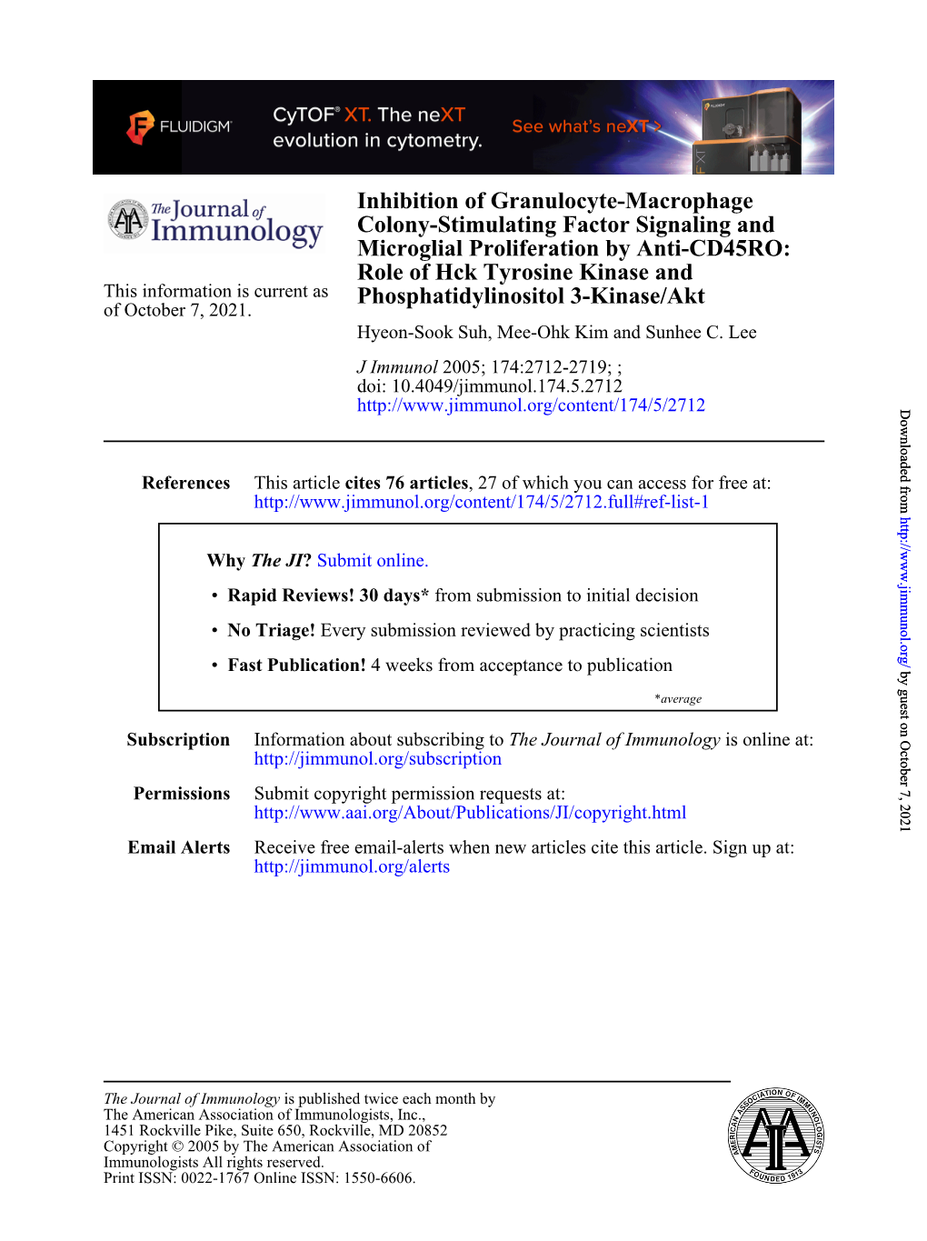 Phosphatidylinositol 3-Kinase/Akt Role of Hck Tyrosine Kinase And