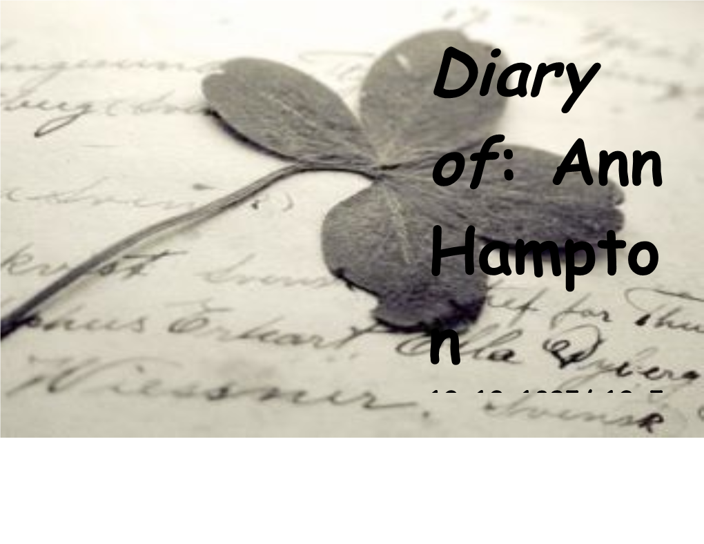 Diary of Ann Hampton 12-12-1895/ 12-5-1974