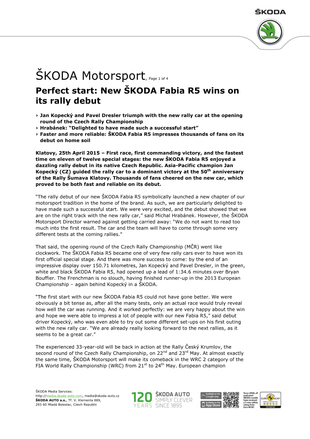 New ŠKODA Fabia R5 Wins on Its Rally Debut