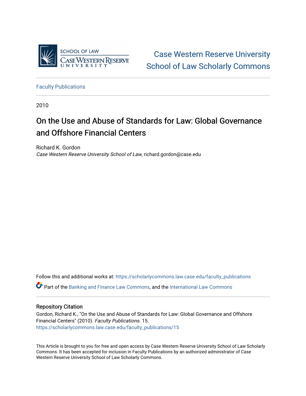 Global Governance and Offshore Financial Centers