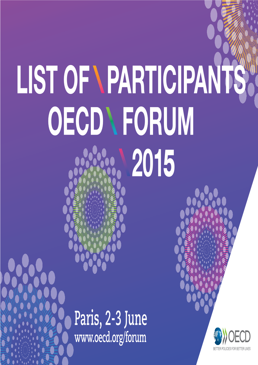 Forum 2015 List of Participants Booklet As of 28 May For